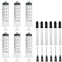 6 jeringas de 60 ml con agujas de relleno y tapas de almacenamiento de 16 g x 2-54 cm (cerradura de luer)
